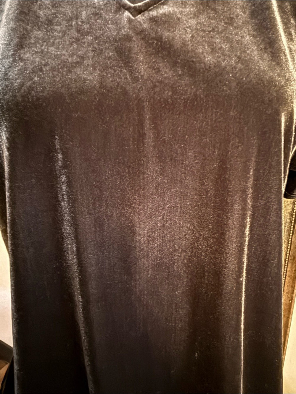 Kathie Lee Collection Vintage 90s Charcoal Gray Velvet Velour VNeck Top •Size L• - Picture 2 of 8